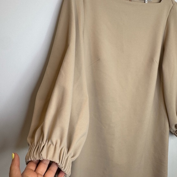 Tibi balloon sleeve crepe tan Women's Dress size 6 - Picture 5 of 9